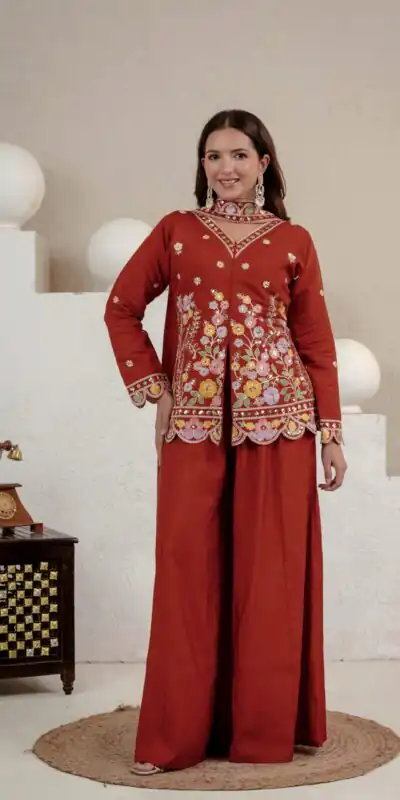 NF 1291 Rust Roman Silk Salwar Suit Perfect for Wedding, Party, Lohri, Onam, Reception – . Grab it for ₹2049. Delivery 4-6 Working Days. Shop now. | Jump Suits, Salwar suit, Casual Suits, Creative suits, Designer Suits, Palazzo Suits, Party Wear Suits, Patiala Suits, Straight Suits