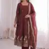 ZB 5073 Maroon Fendy Silk Gown Perfect for Wedding, Party, Baisakhi, Traditional Day, Makar Sankranti – Introductory Price ₹2049. Delivery 4-6 Working Days. | Gowns, Bollywood Gowns, Creative Gowns, Designer Gowns, Embroidered Gowns, Party Wear Gowns