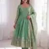 ZB 5073 Sea Green Fendy Silk Gown Perfect for Wedding, Party, Traditional, Makar Sankranti – . Introductory Price ₹2049. Delivery 4-6 Working Days. | Gowns, Bollywood Gowns, Creative Gowns, Designer Gowns, Embroidered Gowns, Party Wear Gowns