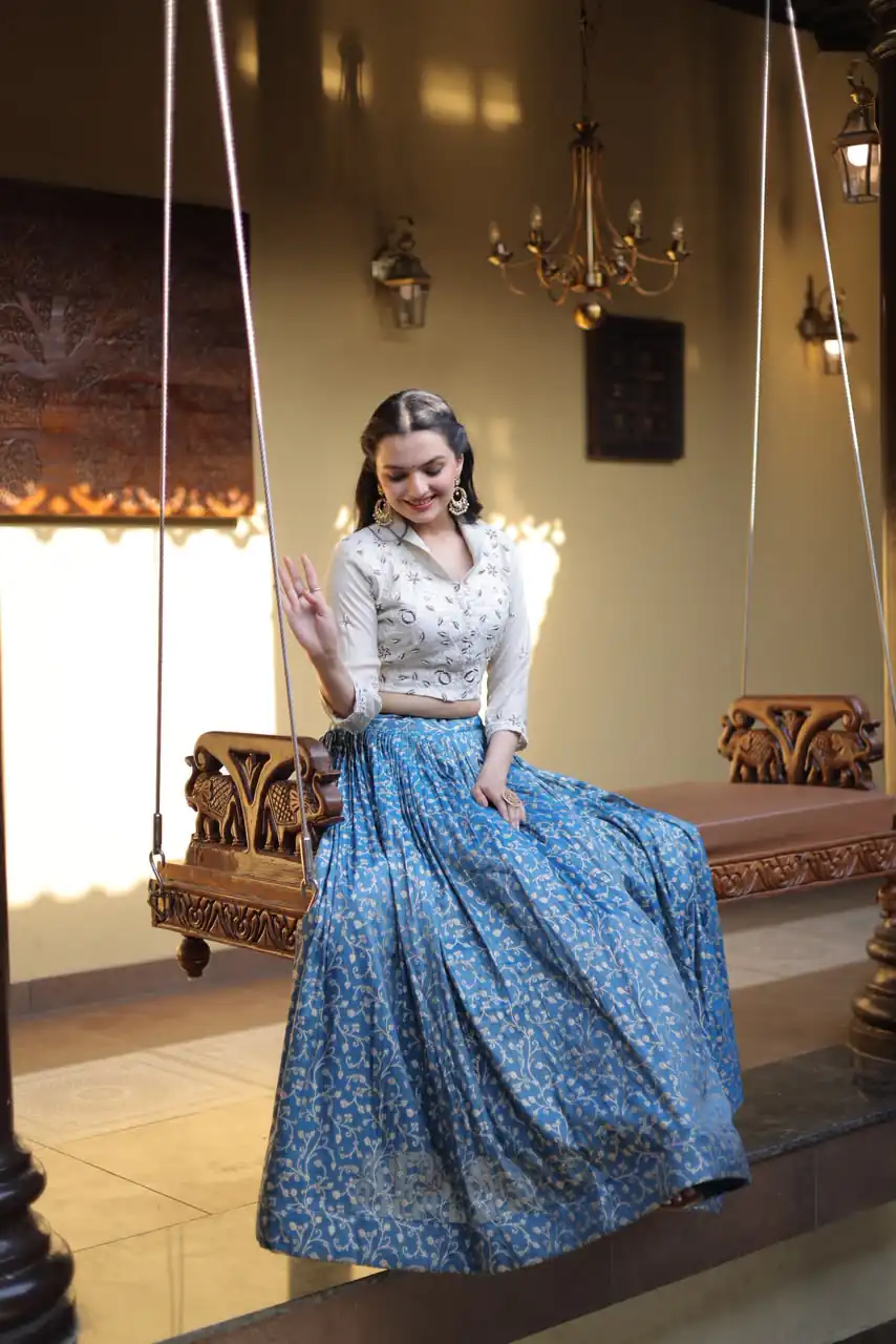 KA 5070 Teal | Cosmos Lehenga Choli with Embroidery Work & Bead Work. Available at ₹2599 only. Delivery 4-6 Working Days. Shop now. | Lehenga, Bollywood Lehenga, Creative Lehenga, Designer Lehenga, Embroidered Lehenga, Party Wear Lehenga