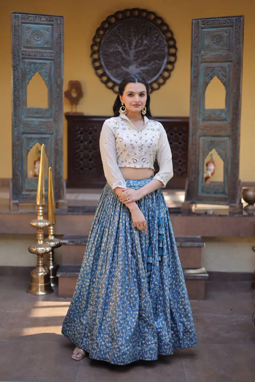 KA 5070 Teal | Cosmos Lehenga Choli with Embroidery Work & Bead Work. Available at ₹2599 only. Delivery 4-6 Working Days. Shop now. | Lehenga, Bollywood Lehenga, Creative Lehenga, Designer Lehenga, Embroidered Lehenga, Party Wear Lehenga