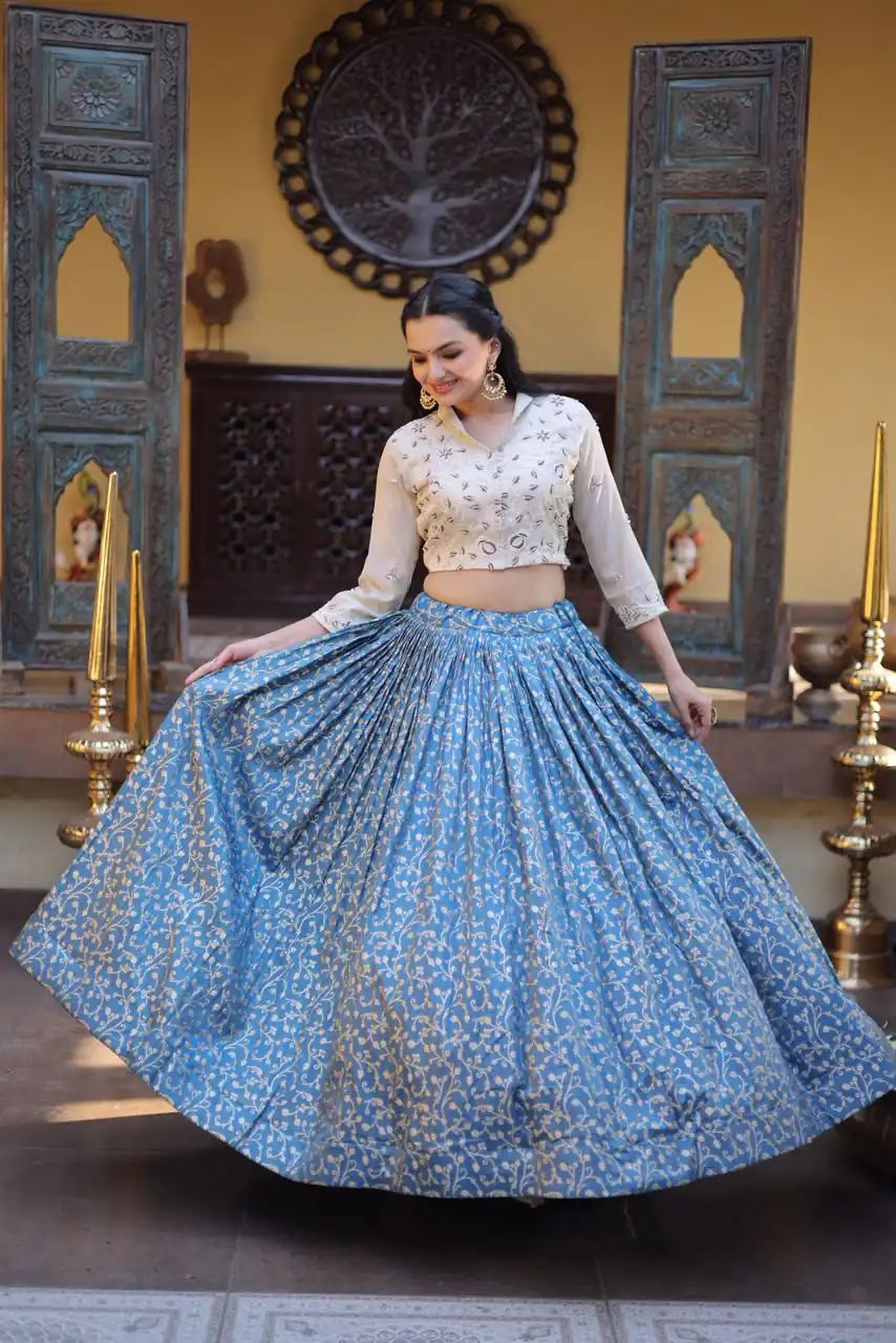 KA 5070 Teal | Cosmos Lehenga Choli with Embroidery Work & Bead Work. Available at ₹2599 only. Delivery 4-6 Working Days. Shop now. | Lehenga, Bollywood Lehenga, Creative Lehenga, Designer Lehenga, Embroidered Lehenga, Party Wear Lehenga