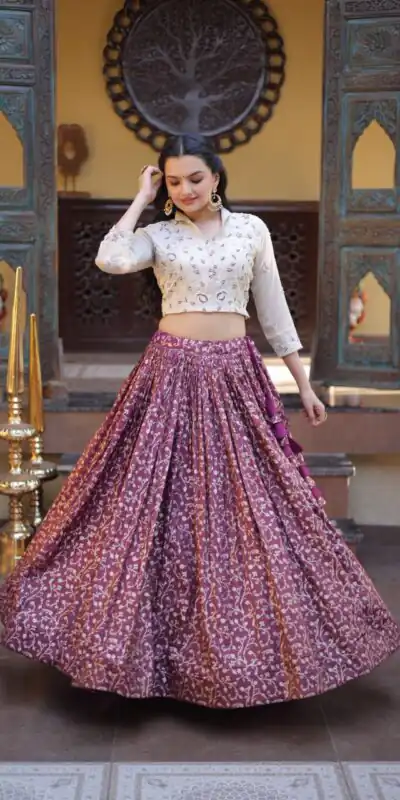 KA 5070 Wine | Cosmos Lehenga Choli with Embroidery Work & Bead Work. Available at ₹2599 only. Delivery 4-6 Working Days. Shop now. | Lehenga, Bollywood Lehenga, Creative Lehenga, Designer Lehenga, Embroidered Lehenga, Party Wear Lehenga
