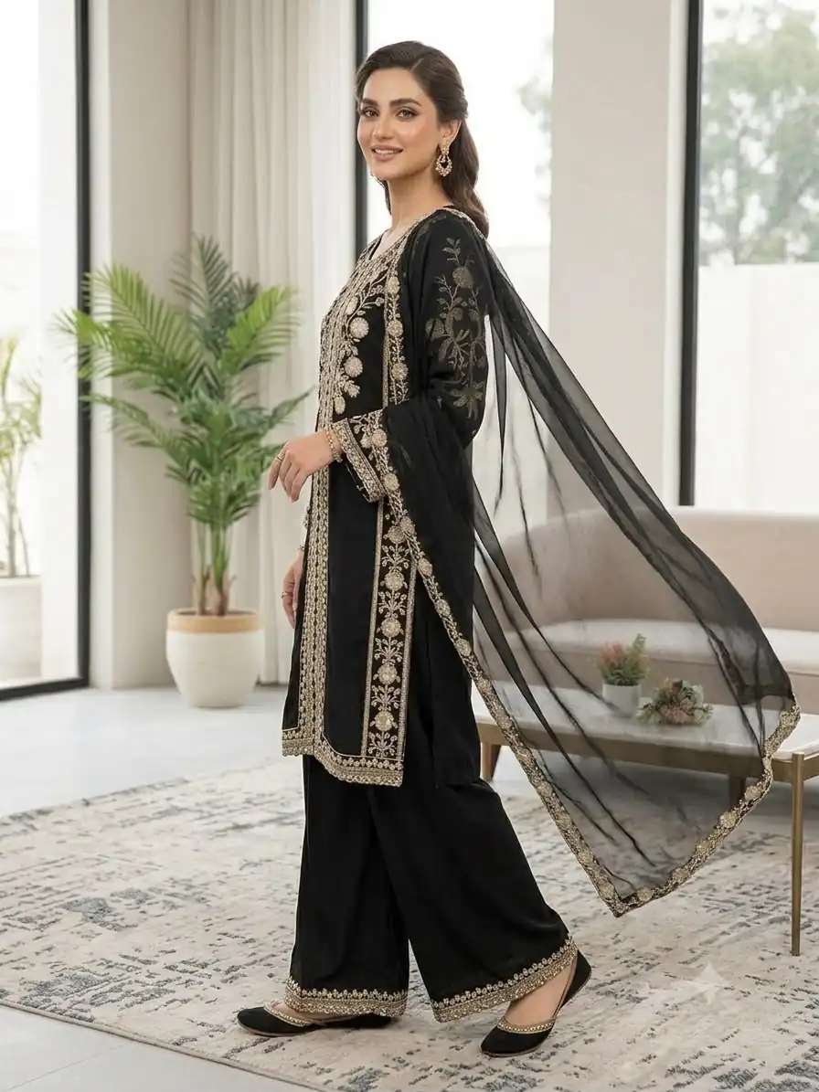 LG 2122 Black | Roman Salwar Suit with Sequins Work & Embroidery Work. Special Price ₹2149. Delivery 4-6 Working Days. Shop now. | Jump Suits, Salwar suit, Casual Suits, Creative suits, Designer Suits, Palazzo Suits, Party Wear Suits, Patiala Suits, Straight Suits