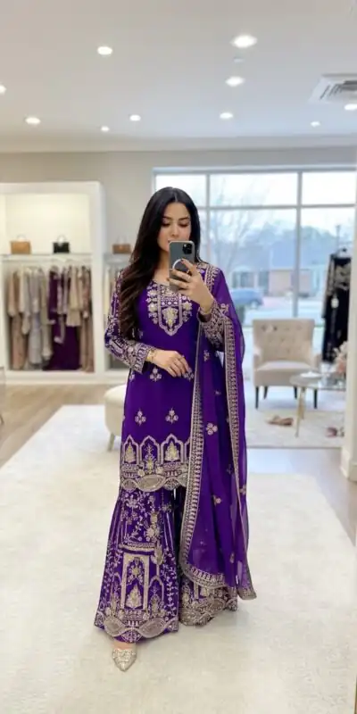 WW 1250 Purple Faux Georgette With 5 mm Sequence Work Salwar Suit Wedding, Party, Festive, Events Etc. Expected Delivery 4-6 Working Days @2399/- | Jump Suits, Salwar suit, Casual Suits, Creative suits, Designer Suits, Palazzo Suits, Party Wear Suits, Patiala Suits, Straight Suits
