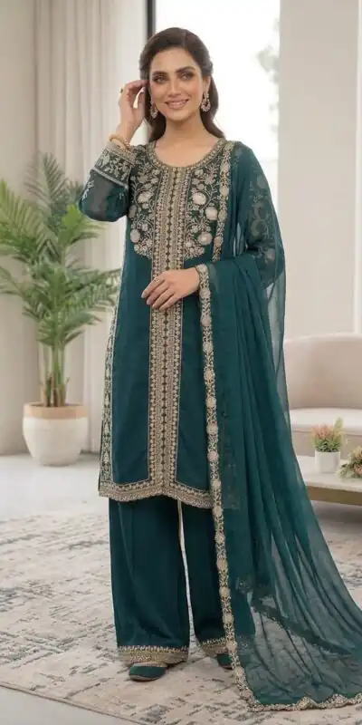 LG 2122 Teal | Roman Salwar Suit with Sequins Work & Embroidery Work. Special Price ₹2149. Delivery 4-6 Working Days. Shop now. | Jump Suits, Salwar suit, Casual Suits, Creative suits, Designer Suits, Palazzo Suits, Party Wear Suits, Patiala Suits, Straight Suits