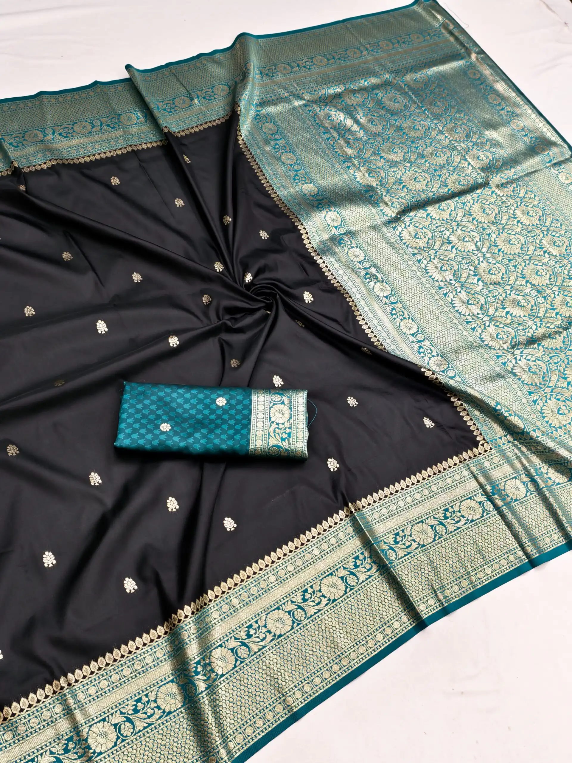MB 6079 Black Soft Banarasi Silk Saree with Zari Work & Moti Work. Introductory Price ₹1949. Delivery 4-6 Working Days. Shop now. | Designer Sarees, Modern Digital sarees, Sarees, Bollywood Sarees, Creative Sarees, Embroidered Sarees, Ethnic Saree, Party Wear Sarees