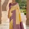 MB 6079 Cream Soft Banarasi Silk Saree with Zari Work & Moti Work. Introductory Price ₹1949. Delivery 4-6 Working Days. Shop now. | Designer Sarees, Modern Digital sarees, Sarees, Bollywood Sarees, Creative Sarees, Embroidered Sarees, Ethnic Saree, Party Wear Sarees