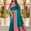 MB 6079 Firozi Soft Banarasi Silk Saree with Zari Work & Moti Work. Introductory Price ₹1949. Delivery 4-6 Working Days. Shop now. | Designer Sarees, Modern Digital sarees, Sarees, Bollywood Sarees, Creative Sarees, Embroidered Sarees, Ethnic Saree, Party Wear Sarees