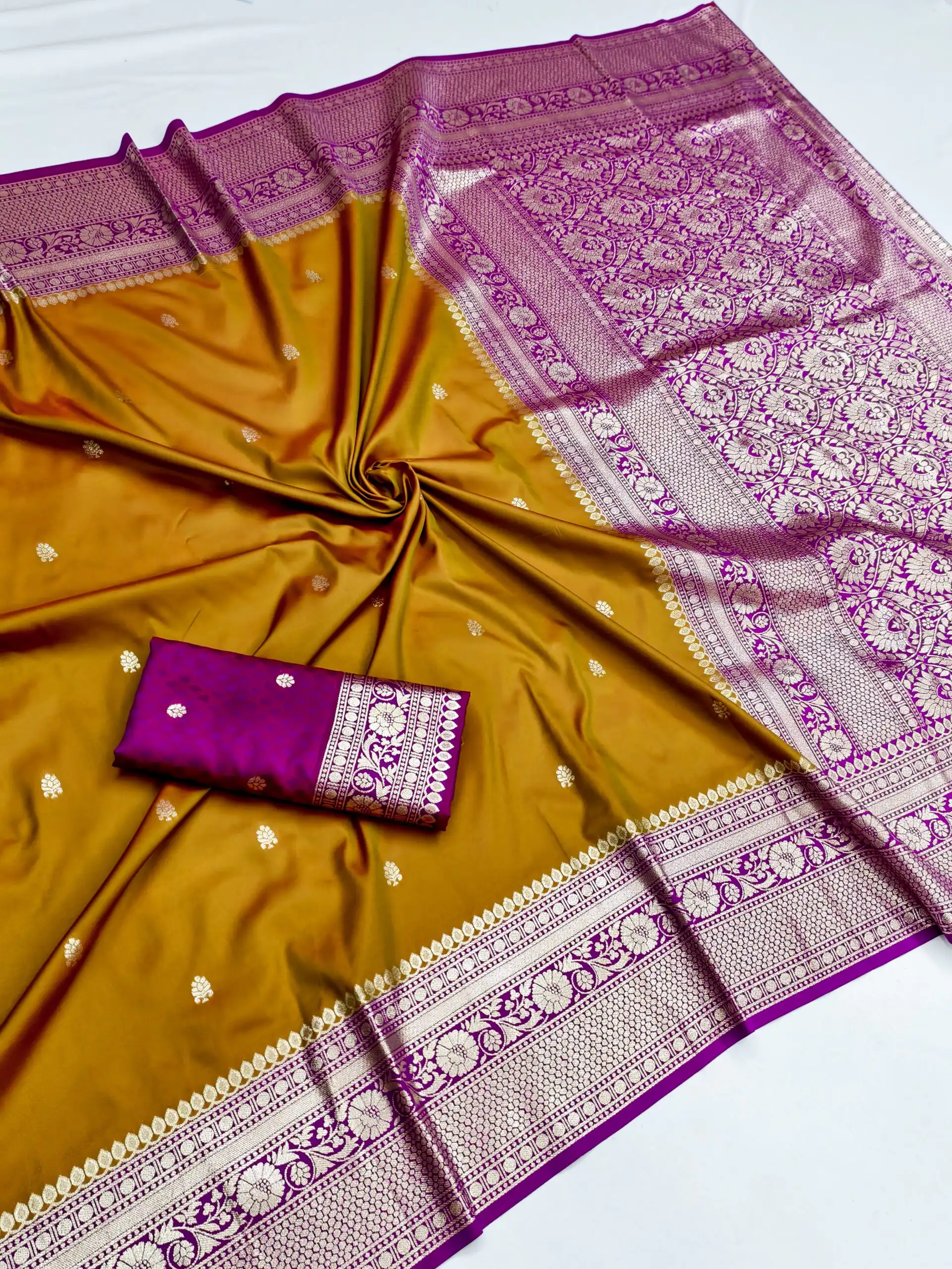MB 6079 Mustered Soft Banarasi Silk Saree with Zari Work & Moti Work. Introductory Price ₹1949. Delivery 4-6 Working Days. Shop now. | Designer Sarees, Modern Digital sarees, Sarees, Bollywood Sarees, Creative Sarees, Embroidered Sarees, Ethnic Saree, Party Wear Sarees