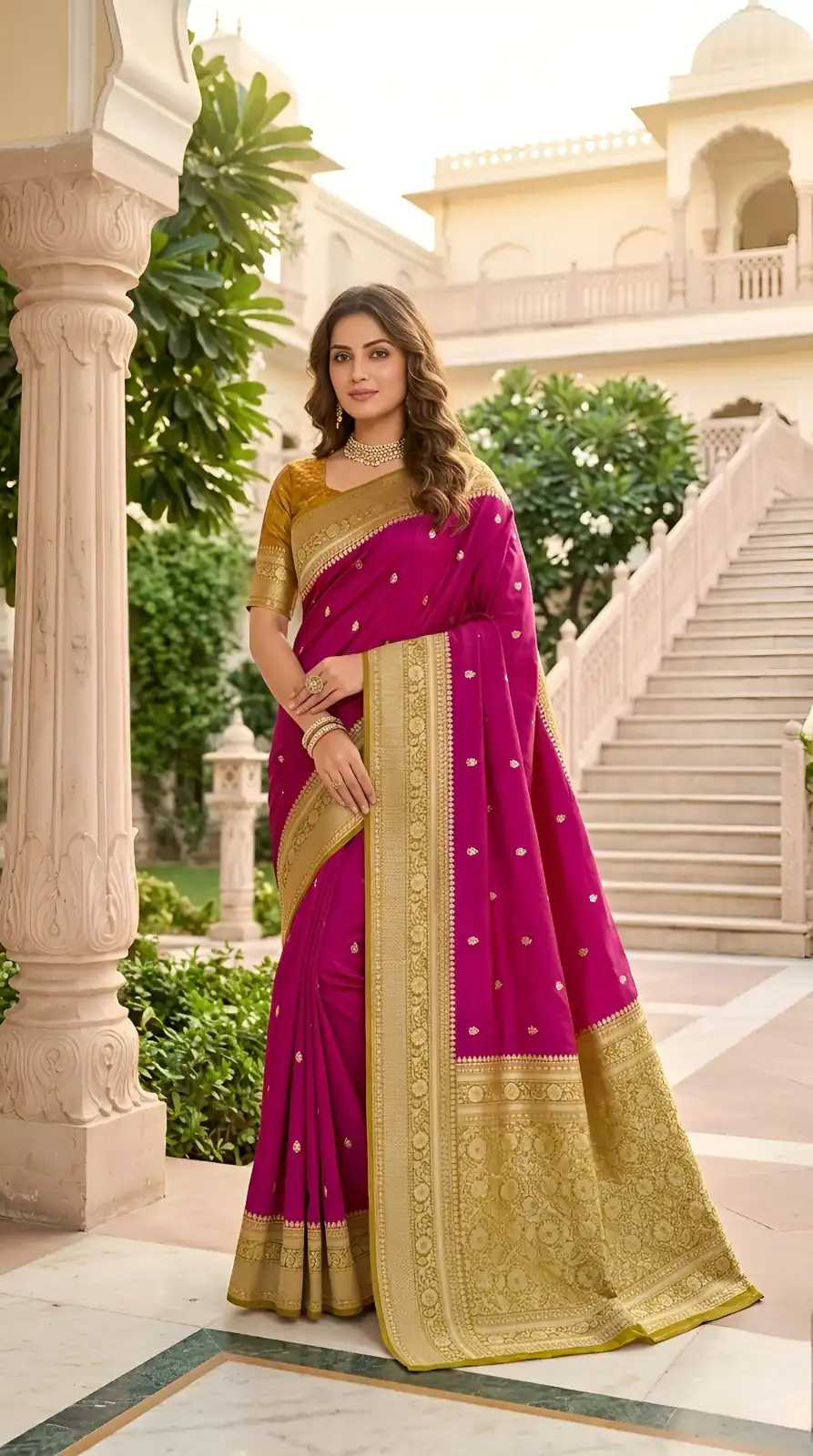 MB 6079 Pink Soft Banarasi Silk Saree with Zari Work & Moti Work. Introductory Price ₹1949. Delivery 4-6 Working Days. Shop now. | Designer Sarees, Modern Digital sarees, Sarees, Bollywood Sarees, Creative Sarees, Embroidered Sarees, Ethnic Saree, Party Wear Sarees