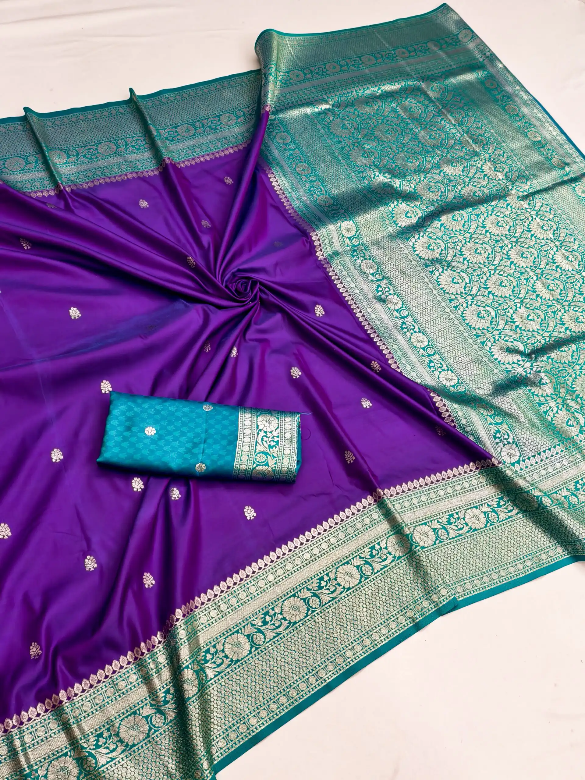 MB 6079 Purple Soft Banarasi Silk Saree with Zari Work & Moti Work. Introductory Price ₹1949. Delivery 4-6 Working Days. Shop now. | Designer Sarees, Modern Digital sarees, Sarees, Bollywood Sarees, Creative Sarees, Embroidered Sarees, Ethnic Saree, Party Wear Sarees