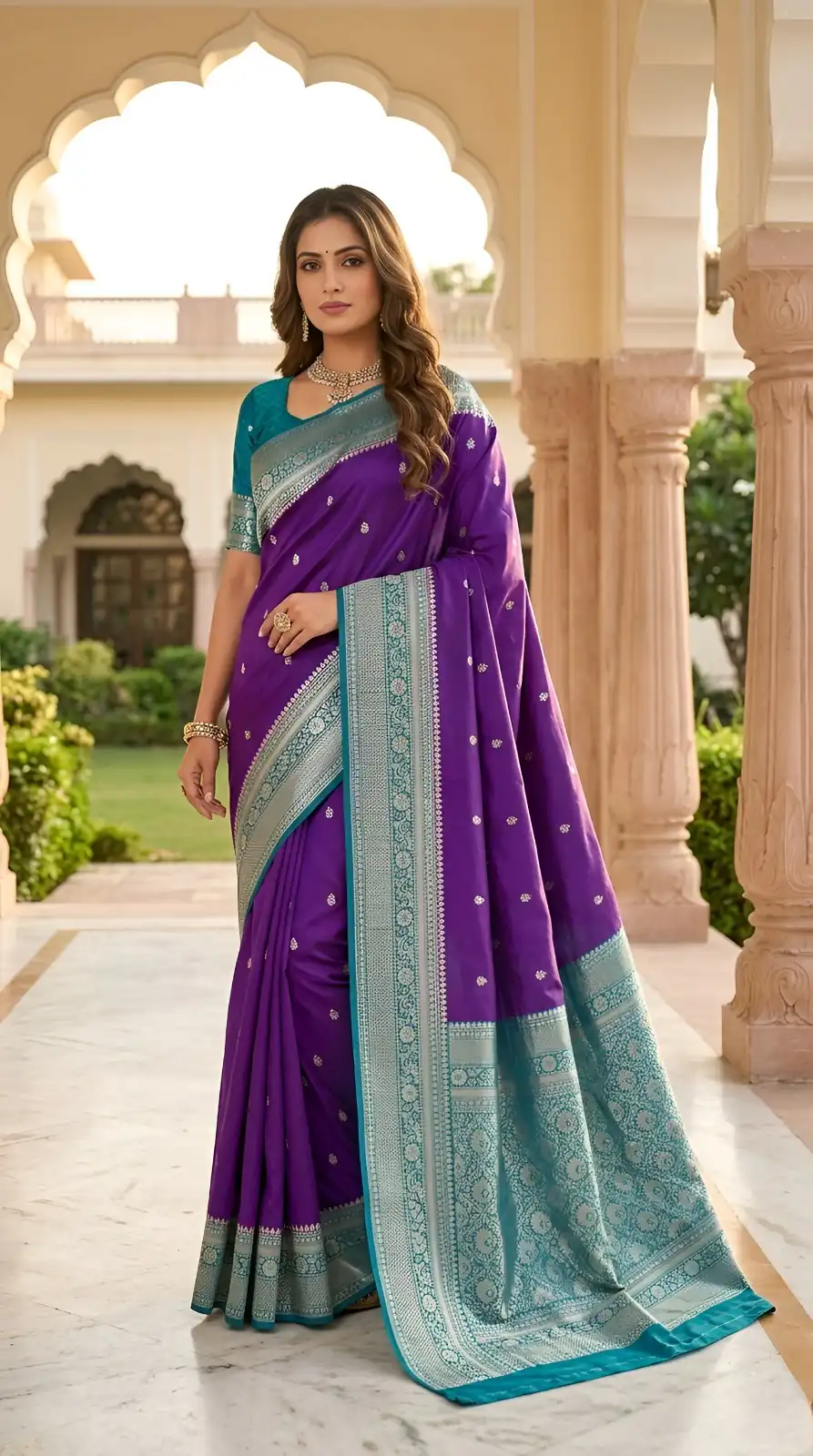MB 6079 Purple Soft Banarasi Silk Saree with Zari Work & Moti Work. Introductory Price ₹1949. Delivery 4-6 Working Days. Shop now. | Designer Sarees, Modern Digital sarees, Sarees, Bollywood Sarees, Creative Sarees, Embroidered Sarees, Ethnic Saree, Party Wear Sarees