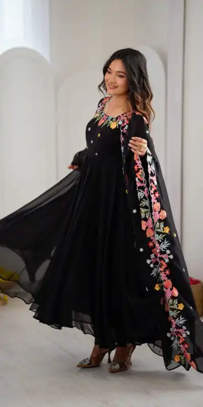 NSR 901 Black Faux Georgette Salwar Suit with Lace Work & Embroidery Work. Introductory Price ₹2099. Delivery 4-6 Working Days. Shop now. | Jump Suits, Salwar suit, Casual Suits, Creative suits, Designer Suits, Palazzo Suits, Party Wear Suits, Patiala Suits, Straight Suits