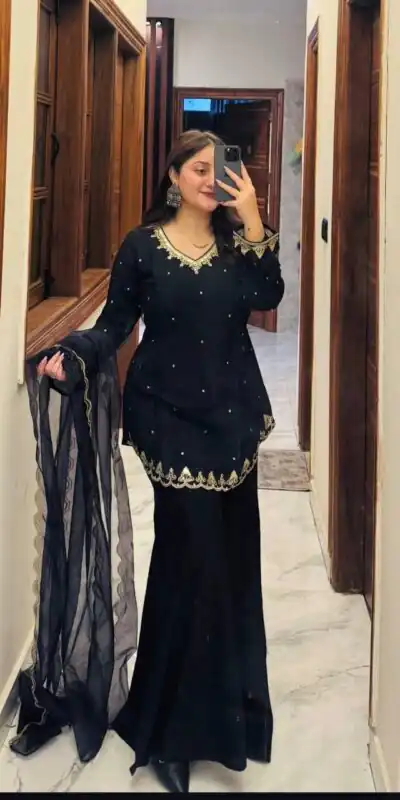 WW 1247 Black Roman Silk Salwar Suit with Embroidery Work & Sequins Work. Now at just ₹1899. Delivery 4-6 Working Days. Shop now. | Jump Suits, Salwar suit, Casual Suits, Creative suits, Designer Suits, Palazzo Suits, Party Wear Suits, Patiala Suits, Straight Suits
