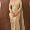 ST 1201 Chiku in Faux Georgette Zari Work & Embroidery Work Saree. Special Price ₹1899. Delivery 4-6 Working Days. Shop now. | Designer Sarees, Modern Digital sarees, Sarees, Bollywood Sarees, Creative Sarees, Embroidered Sarees, Ethnic Saree, Party Wear Sarees