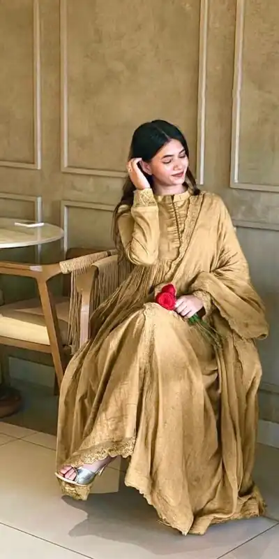VLM 337 Chiku Roman Silk Gown Perfect for Wedding, Party, Ethnic Day, Haldi, Diwali – . Festive Deal ₹2099. Delivery 4-6 Working Days. Shop now. | Gowns, Bollywood Gowns, Creative Gowns, Designer Gowns, Embroidered Gowns, Party Wear Gowns
