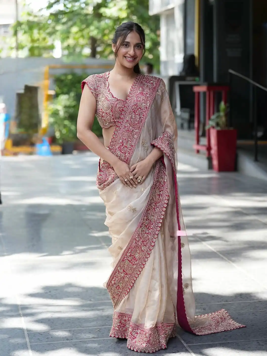 KD 631 Cream Cream Glass Organza Silk Saree Perfect for Wedding, Party, Holi, Haldi, Pooja – . Now at just ₹2099. Delivery 4-6 Working Days. Shop now. | Designer Sarees, Modern Digital sarees, Sarees, Bollywood Sarees, Creative Sarees, Embroidered Sarees, Ethnic Saree, Party Wear Sarees