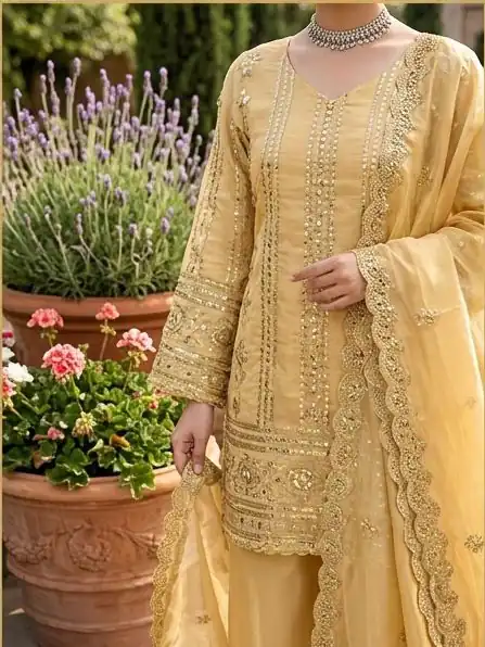 KD 1583 Golden | Golden Zimmy Silk Salwar Suit with Sequins Work. Special Price ₹1699. Delivery 4-6 Working Days. Shop now. | Jump Suits, Salwar suit, Casual Suits, Creative suits, Designer Suits, Palazzo Suits, Party Wear Suits, Patiala Suits, Straight Suits