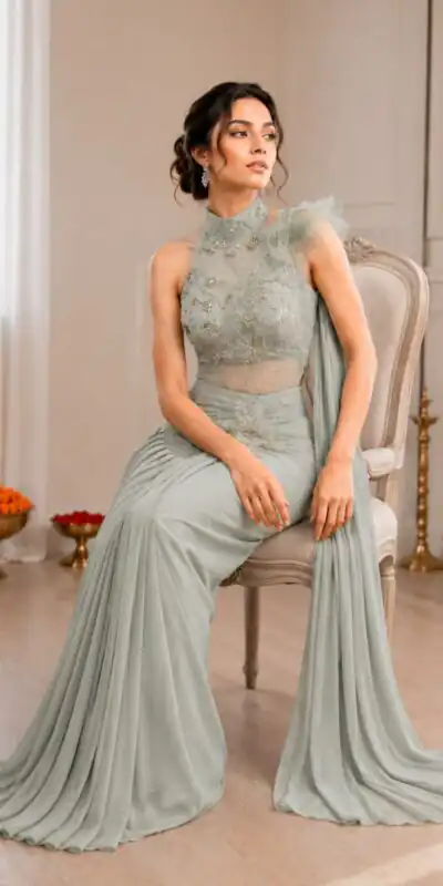 BB 82 Grey | Crep Silk Saree with Sequins Work & Embroidery Work. Special Price ₹1899. Delivery 4-6 Working Days. Shop now. | Designer Sarees, Modern Digital sarees, Sarees, Bollywood Sarees, Creative Sarees, Embroidered Sarees, Ethnic Saree, Party Wear Sarees