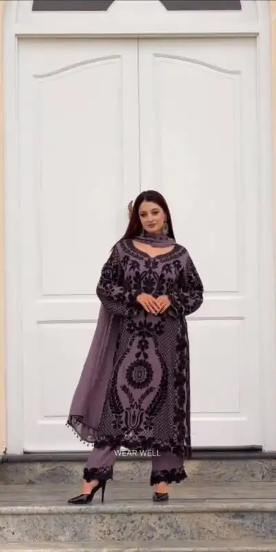 SRK 5364 Lavender Faux Georgette Salwar Suit erfect for Wedding, Party, Mehendi, Pongal, Reception – . Available at ₹2449 only. Delivery 4-6 Working Days | Jump Suits, Salwar suit, Casual Suits, Creative suits, Designer Suits, Palazzo Suits, Party Wear Suits, Patiala Suits, Straight Suits