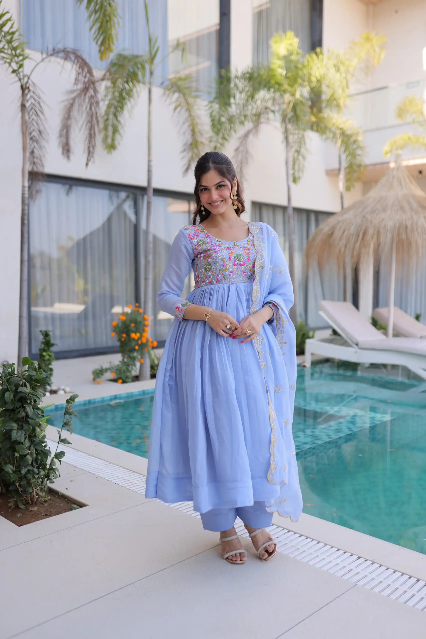 KA 1239 Lavender Roman Silk Gown Perfect for Wedding, Party, Reception, Karwa Chauth, Baby Shower – . Now at just ₹2599. Delivery 4-6 Working Days. Shop | Gowns, Bollywood Gowns, Creative Gowns, Designer Gowns, Embroidered Gowns, Party Wear Gowns, Casual Suits