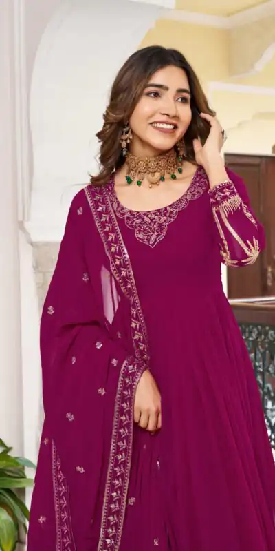 SP 31 Pink Faux Georgette Salwar Suit with Lace Work & Digital Print. Introductory Price ₹1999. Delivery 4-6 Working Days. Shop now. | Anarkali Suits, Bollywood Anarkali, Creative-Anarkali, Designer Anarkali, Embroidered Anarkali, Party Wear Anarkali, Salwar suit