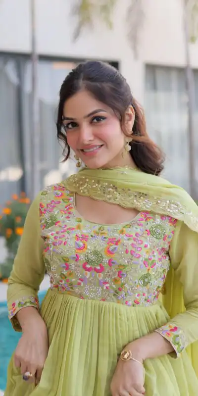 KA 1239 Pista Roman Silk Gown Perfect for Wedding, Party, Reception, Karwa Chauth, Baby Shower – . Now at just ₹2599. Delivery 4-6 Working Days. Shop | Gowns, Bollywood Gowns, Creative Gowns, Designer Gowns, Embroidered Gowns, Party Wear Gowns, Casual Suits