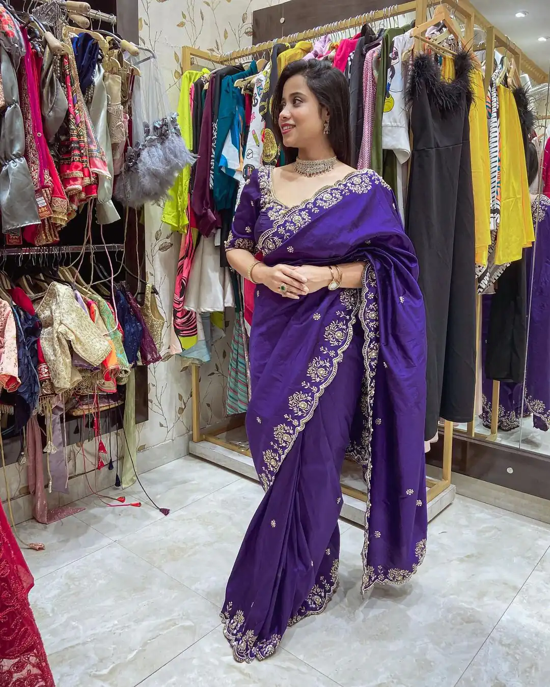 BT 398 Purple Purple Vichitra Silk Saree. Perfect for Wedding, Party, Holi, Anniversary, Engagement – Affordable Price ₹1799. Delivery 4-6 Working Days. | Designer Sarees, Modern Digital sarees, Sarees, Bollywood Sarees, Creative Sarees, Embroidered Sarees, Ethnic Saree, Party Wear Sarees