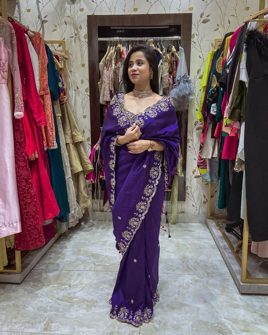 BT 398 Purple Purple Vichitra Silk Saree. Perfect for Wedding, Party, Holi, Anniversary, Engagement – Affordable Price ₹1799. Delivery 4-6 Working Days. | Designer Sarees, Modern Digital sarees, Sarees, Bollywood Sarees, Creative Sarees, Embroidered Sarees, Ethnic Saree, Party Wear Sarees