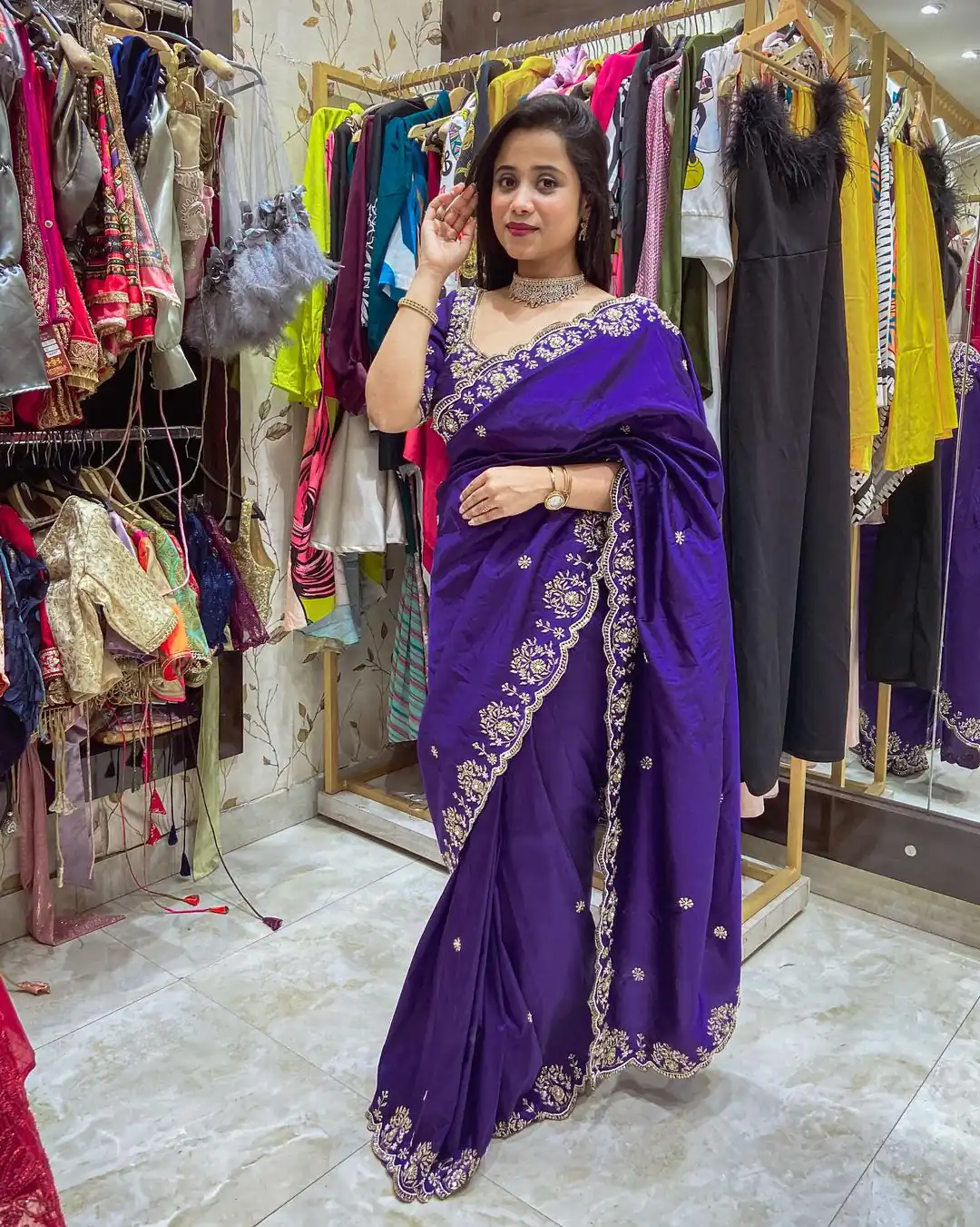 BT 398 Purple Purple Vichitra Silk Saree. Perfect for Wedding, Party, Holi, Anniversary, Engagement – Affordable Price ₹1799. Delivery 4-6 Working Days. | Designer Sarees, Modern Digital sarees, Sarees, Bollywood Sarees, Creative Sarees, Embroidered Sarees, Ethnic Saree, Party Wear Sarees