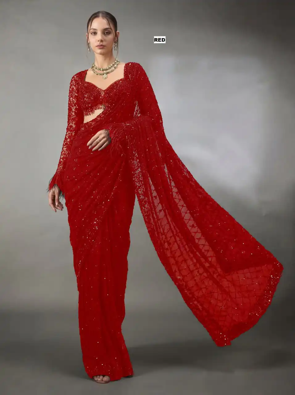 DF 3474 Red Faux Georgette Saree Perfect for Wedding, Party, Bridal Wear, Baisakhi, Raksha Bandhan –. Introductory Price ₹1799. Delivery 4-6 Workin | Designer Sarees, Modern Digital sarees, Sarees, Bollywood Sarees, Creative Sarees, Embroidered Sarees, Ethnic Saree, Party Wear Sarees
