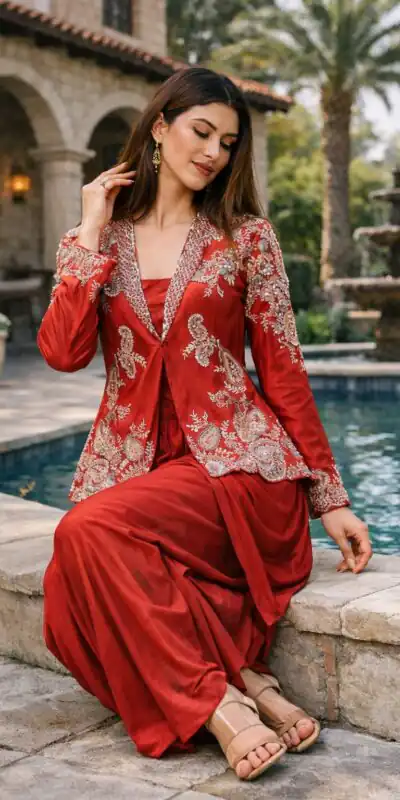 BB 61 Red in Rangoli Silk Sequins Work & Embroidery Work Dhoti Suit . Festive Deal ₹2099. Delivery 4-6 Working Days. Shop now. | Jump Suits, Salwar suit, Casual Suits, Creative suits, Designer Suits, Palazzo Suits, Party Wear Suits, Patiala Suits, Straight Suits