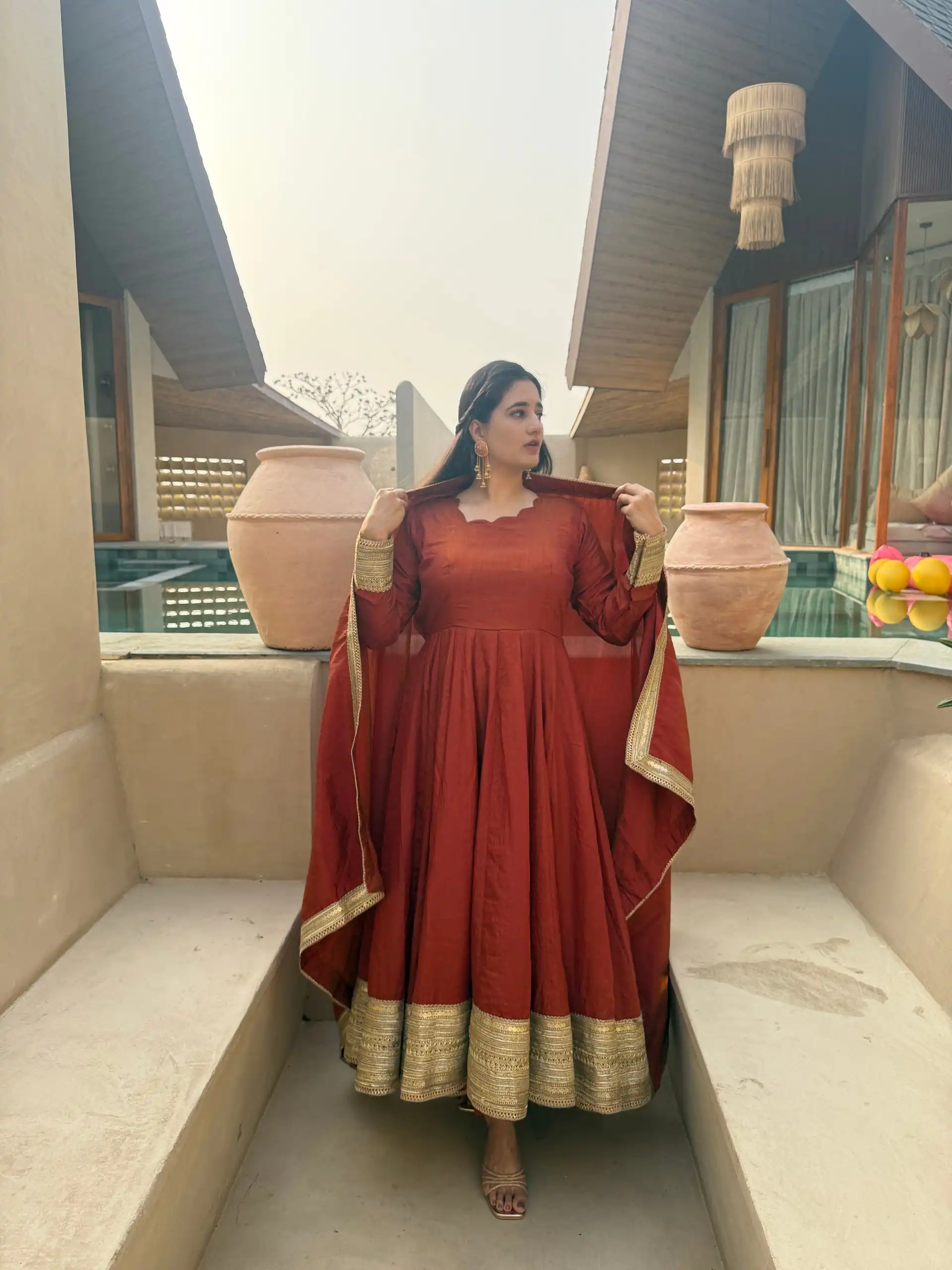 NF 1293 Rust NC Vichitra Salwar Suit with Sequins Work & Embroidery Work. Available at ₹2499 only. Delivery 4-6 Working Days. Shop now. | Anarkali Suits, Bollywood Anarkali, Creative-Anarkali, Designer Anarkali, Embroidered Anarkali, Party Wear Anarkali, Salwar suit