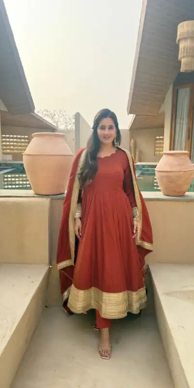 NF 1293 Rust NC Vichitra Salwar Suit with Sequins Work & Embroidery Work. Available at ₹2499 only. Delivery 4-6 Working Days. Shop now. | Anarkali Suits, Bollywood Anarkali, Creative-Anarkali, Designer Anarkali, Embroidered Anarkali, Party Wear Anarkali, Salwar suit