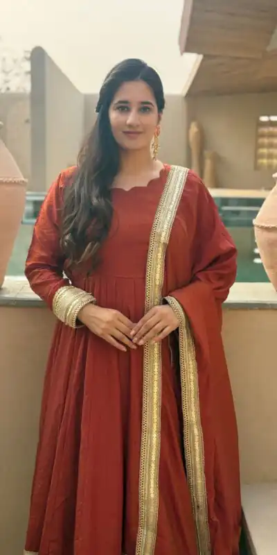 NF 1293 Rust NC Vichitra Salwar Suit with Sequins Work & Embroidery Work. Available at ₹2499 only. Delivery 4-6 Working Days. Shop now. | Anarkali Suits, Bollywood Anarkali, Creative-Anarkali, Designer Anarkali, Embroidered Anarkali, Party Wear Anarkali, Salwar suit