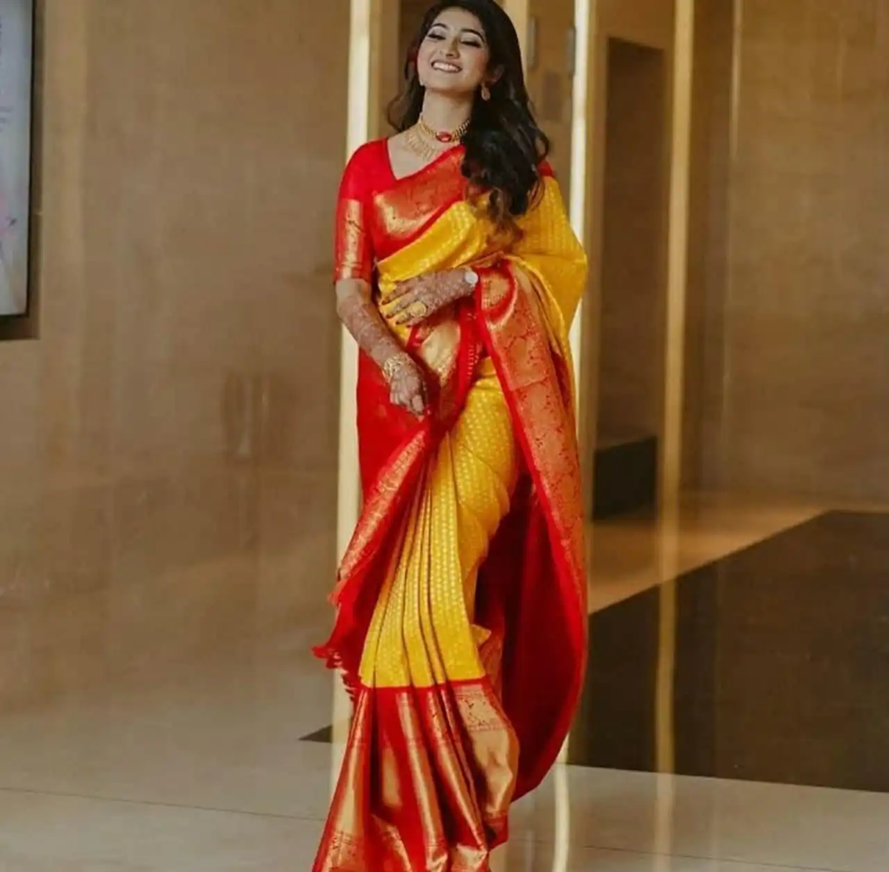 KP 2092 Yellow Color Yellow Soft Lichi Silk Saree with Jacquard Work. Best Price ₹1449. Delivery 4-6 Working Days. Shop now. | Designer Sarees, Modern Digital sarees, Sarees, Bollywood Sarees, Creative Sarees, Embroidered Sarees, Ethnic Saree, Party Wear Sarees