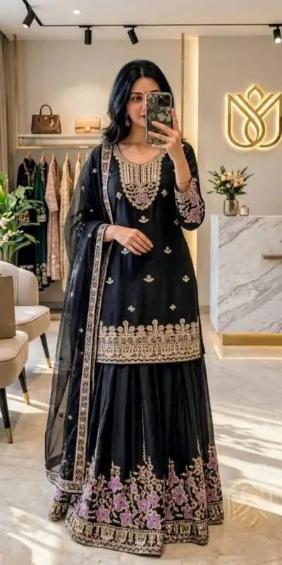 WW 1273 Black Chinon Silk Salwar Suit with Embroidery Work & Sequins Work. Get it for ₹2499. Delivery 4-6 Working Days. Shop now. | Jump Suits, Salwar suit, Casual Suits, Creative suits, Designer Suits, Palazzo Suits, Party Wear Suits, Patiala Suits, Straight Suits