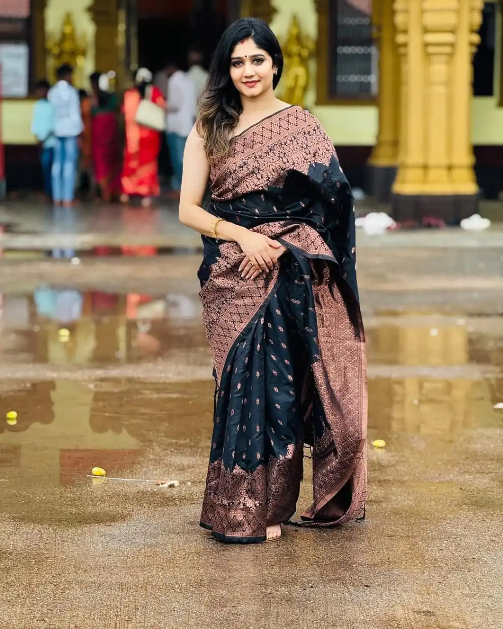 KP 6048 Black Color Yellow Soft Lichi Silk Saree with Jacquard Work. Best Price ₹1299. Delivery 4-6 Working Days. Shop now. | Designer Sarees, Modern Digital sarees, Sarees, Bollywood Sarees, Creative Sarees, Embroidered Sarees, Ethnic Saree, Party Wear Sarees
