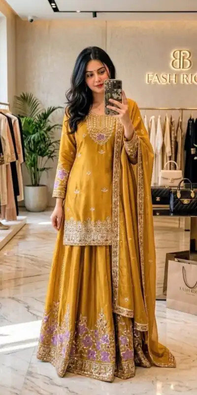 WW 1273 Mustered Chinon Silk Salwar Suit with Embroidery Work & Sequins Work. Get it for ₹2499. Delivery 4-6 Working Days. Shop now. | Jump Suits, Salwar suit, Casual Suits, Creative suits, Designer Suits, Palazzo Suits, Party Wear Suits, Patiala Suits, Straight Suits