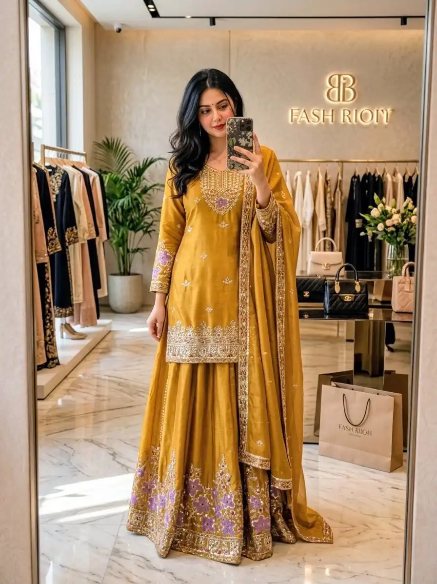 WW 1273 Mustered Chinon Silk Salwar Suit with Embroidery Work & Sequins Work. Get it for ₹2499. Delivery 4-6 Working Days. Shop now. | Jump Suits, Salwar suit, Casual Suits, Creative suits, Designer Suits, Palazzo Suits, Party Wear Suits, Patiala Suits, Straight Suits