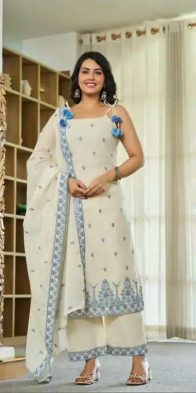 MF 476 Blue Embroidery Sequins Work Salwar Suit in Pink Maska Cotton Silk. Wedding, Party, Festive, Price 2049 - Delivery 4-6 Working Days. Shop now. | Jump Suits, Salwar suit, Casual Suits, Creative suits, Designer Suits, Palazzo Suits, Party Wear Suits, Patiala Suits, Straight Suits
