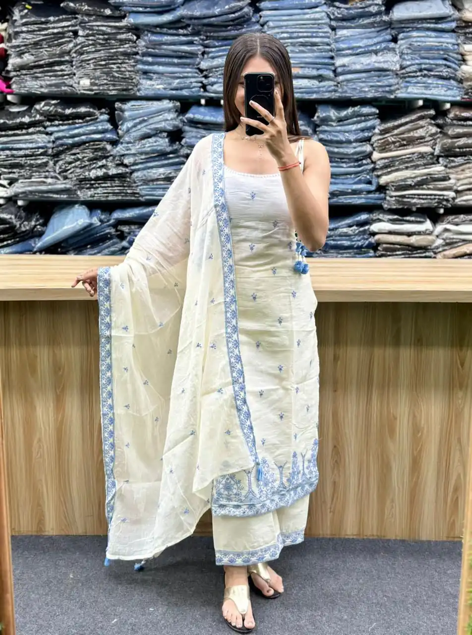 MF 476 Blue Embroidery Sequins Work Salwar Suit in Pink Maska Cotton Silk. Wedding, Party, Festive, Price 2049 - Delivery 4-6 Working Days. Shop now. | Jump Suits, Salwar suit, Casual Suits, Creative suits, Designer Suits, Palazzo Suits, Party Wear Suits, Patiala Suits, Straight Suits