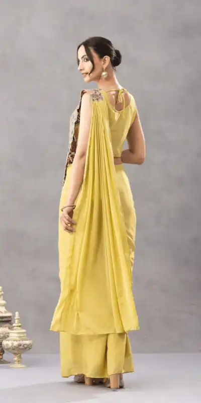 ST 1180 Lemon Yellow in Chinon. Embroidery Work Gorgeous Saree Wedding, Party, Festive, Events, Grab it for ₹1899. Delivery 4-6 Working Days. Shop now. | Designer Sarees, Modern Digital sarees, Sarees, Bollywood Sarees, Creative Sarees, Embroidered Sarees, Ethnic Saree, Party Wear Sarees