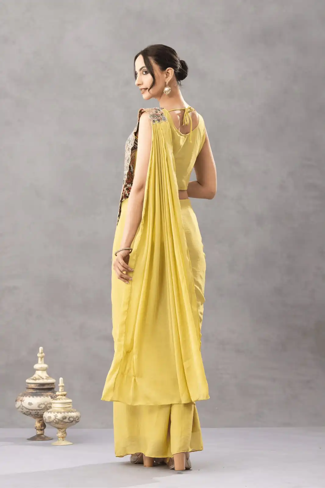 ST 1180 Lemon Yellow in Chinon. Embroidery Work Gorgeous Saree Wedding, Party, Festive, Events, Grab it for ₹1899. Delivery 4-6 Working Days. Shop now. | Designer Sarees, Modern Digital sarees, Sarees, Bollywood Sarees, Creative Sarees, Embroidered Sarees, Ethnic Saree, Party Wear Sarees