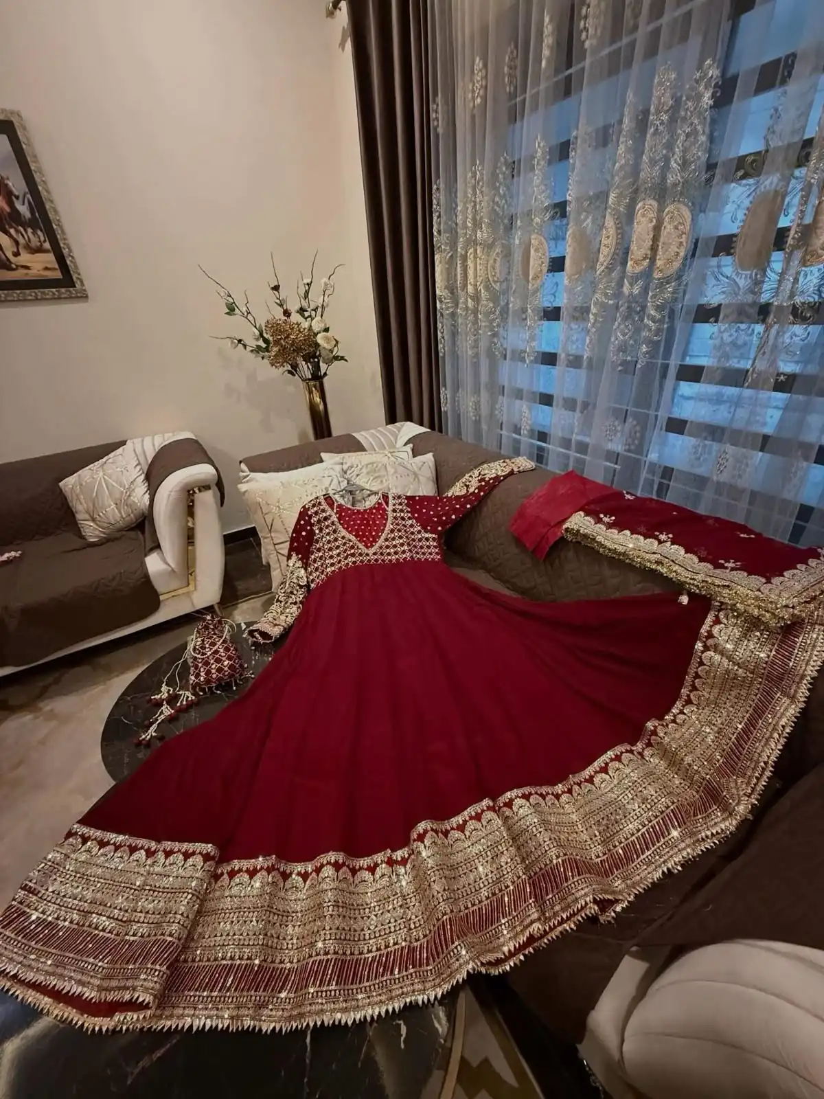 JF 049 Maroon Georgette Gown with Embroidery Work & Sequins Work. Exclusive Offer ₹2149. Delivery 4-6 Working Days. Shop now. | Gowns, Bollywood Gowns, Creative Gowns, Designer Gowns, Embroidered Gowns, Party Wear Gowns