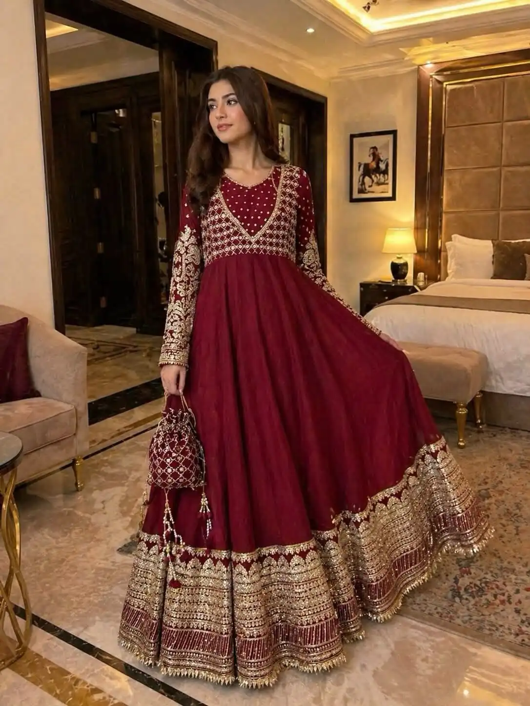 JF 049 Maroon Georgette Gown with Embroidery Work & Sequins Work. Exclusive Offer ₹2149. Delivery 4-6 Working Days. Shop now. | Gowns, Bollywood Gowns, Creative Gowns, Designer Gowns, Embroidered Gowns, Party Wear Gowns