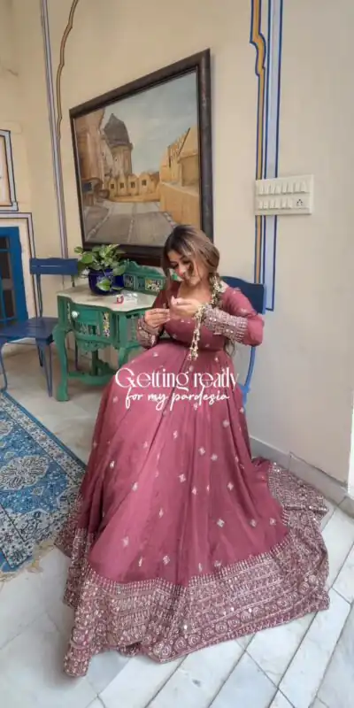 KD1589 Peach Color Mul Chanderi Silk Mul Chanderi Silk Thread Embroidery Gown Delivery 4-6 Working Days. Online Shop now. | Gowns, Bollywood Gowns, Creative Gowns, Designer Gowns, Embroidered Gowns, Party Wear Gowns