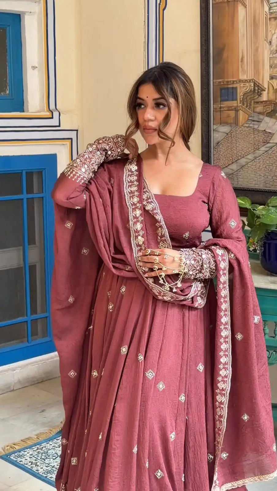 KD1589 Peach Color Mul Chanderi Silk Mul Chanderi Silk Thread Embroidery Gown Delivery 4-6 Working Days. Online Shop now. | Gowns, Bollywood Gowns, Creative Gowns, Designer Gowns, Embroidered Gowns, Party Wear Gowns
