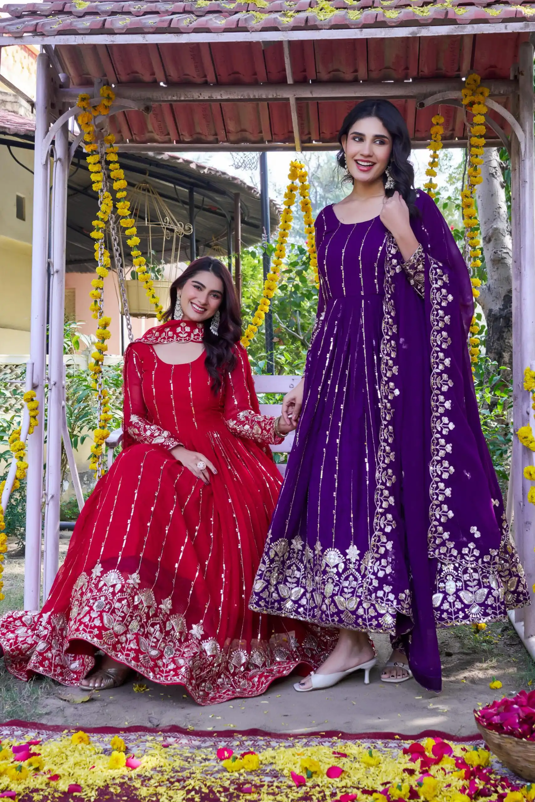 Ram 170 | Red Fox Georgette Gown with Embroidery Work & Sequins Work. Available at ₹2149 only. Delivery 4-6 Working Days. Shop now. | Gowns, Bollywood Gowns, Creative Gowns, Designer Gowns, Embroidered Gowns, Party Wear Gowns